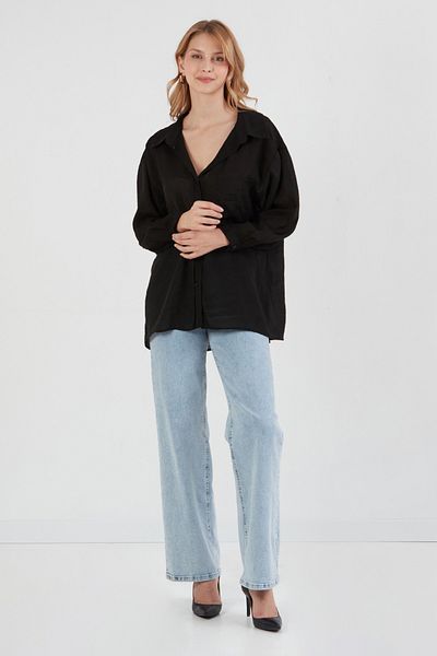 Fulla Moda Cămașă casual din șifon de bază cu buzunare