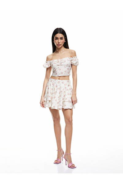 Koton Νέα σεζόν Koton X Sibil Çetinkaya - Aerobin Viscose Fabric Fake μανίκι με λουλούδια