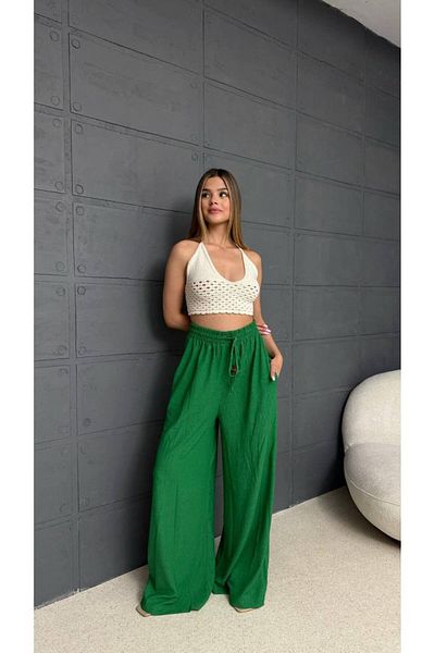 TİENDEROPA Bürümcük Linen Beaded Trousers