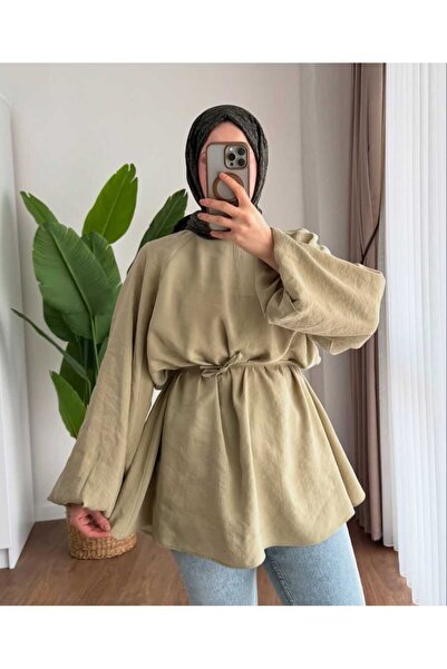 MOONSC قميص بحزام على شكل بالون (مناسب لمقاسات 38-46)