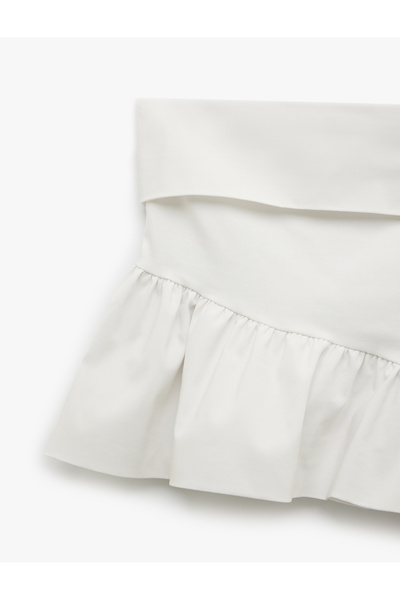 Koton Νέα σεζόν Koton X Sibil Çetinkaya - Μπλούζα με βολάν χωρίς στράπλες με λεπτομέρεια στο πάτωμα