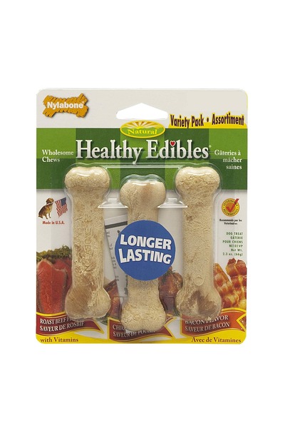 Nylabone أطعمة صحية تدوم لفترة أطول، تشكيلة من لحم البقر المشوي والدجاج ولحم ...