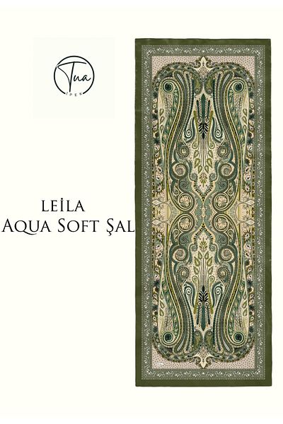 TUA İPEK Leila Aqua Soft Coton Shal - Ethnic Patterned
