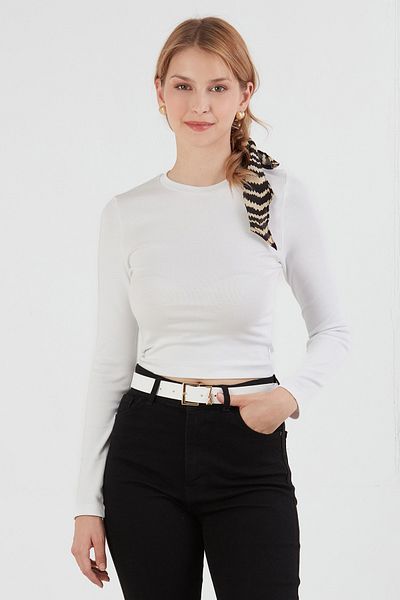 Fulla Moda Basic Crew Neck μακρυμάνικο Crop Body