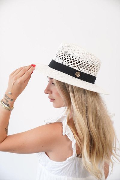 Niloshka Madre White Perforated Breathable Women's Straw Hat