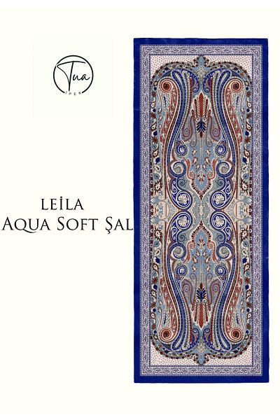 TUA İPEK Leila Aqua Soft Coton Shal - Ethnic Patterned