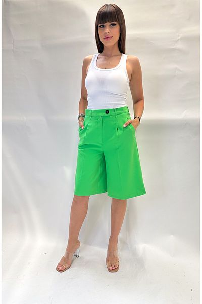 IFASTFASHION Elegant three-quarter pants with high waist and pockets – comfort and style for any day