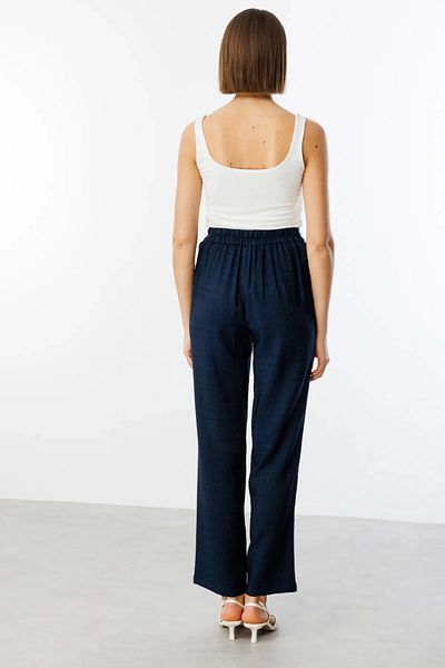 Ekol Wrinkle Patterned Linen Fabric Trousers