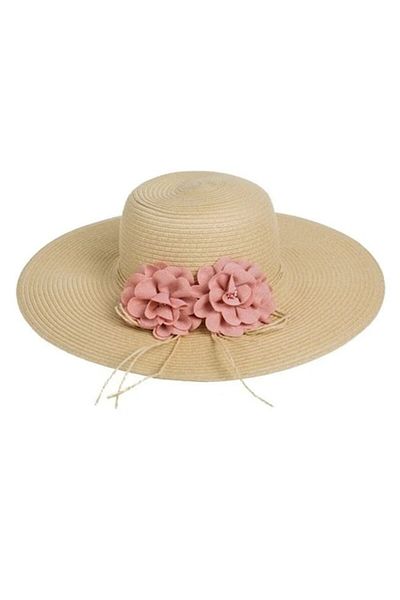 BREZIUM Summer Sun Hat with UV Protection, Beige/Pink