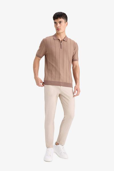DeFacto Standard Fit Half Zip Knitwear Short Sleeve Polo T-Shirt F1945Ax25Sm