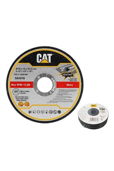Caterpillar CAT DA10116 Abrasive Flat Metal & INOX Cutting Disc Ø115 4.5" 10Pcs