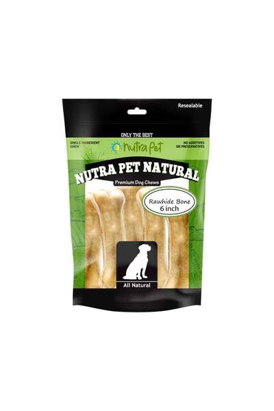 NutraPet Treats عظمة من جلد نوترابيت الخام مقاس 6 بوصات
