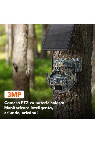 Spionescu Surveillance camera, 4G, 3MP, 355° rotation, 90° tilt, solar powered, video, two-way audio