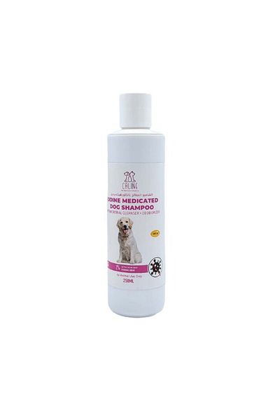 Caline Iodine Medicated Dog Shampoo – Antimicrobial Skin Therapy, 250ml Bottle