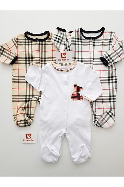 ilkimbebe Striped Patterned 3-Piece Baby Romper