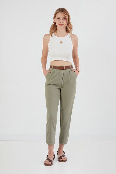 Fulla Moda Linen Trousers with Zipper Pockets