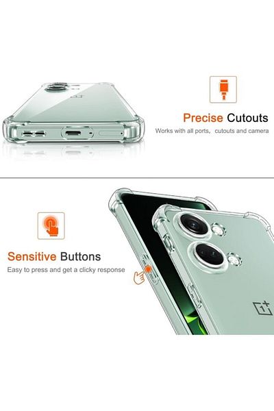 bzstore Husă OnePlus Nord CE4 Lite, Antișoc, Protecție Cameră, Silicon Transparent