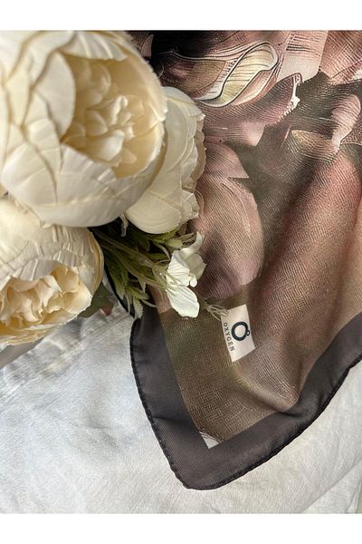 Oxygen Scarfs Şal de mătase din bumbac cu model Rosaline-13000