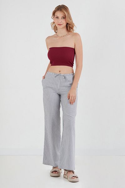 Fulla Moda Striped Tie Waist Palazzo Pants