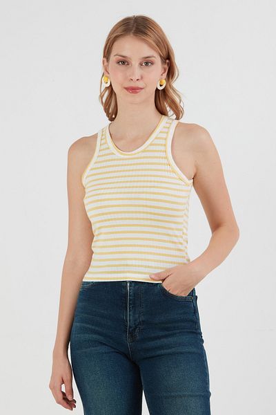 Fulla Moda Striped Halter Neckline Body