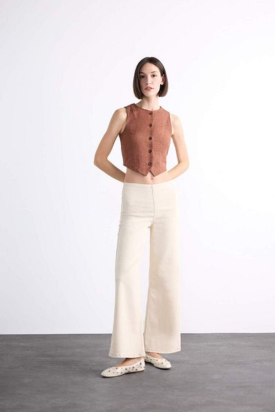 DeFacto Wide Leg Basic Straight Trousers F7455Ax25Sm
