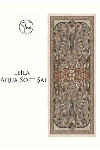 TUA İPEK Leila Aqua Soft Coton Shal - Ethnic Patterned