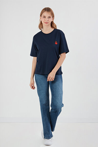 Fulla Moda Футболка з вишитим ведмедиком і коміром-велосипедом