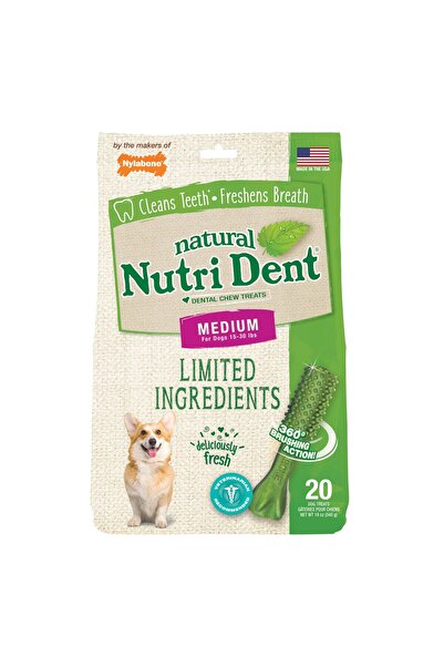 Nylabone نيوتري دنت - أكياس متوسطة الحجم من حلوى "نفس منعش" - ٢٠ كيسًا صالحًا...