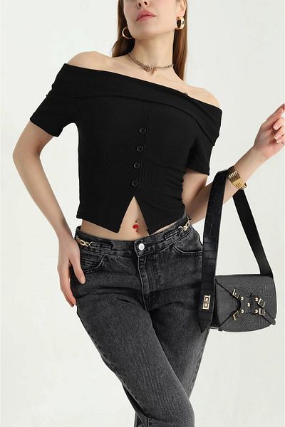 İKLİM LİFE Ottoman Fabric Madonna Collar Lycra Blouse