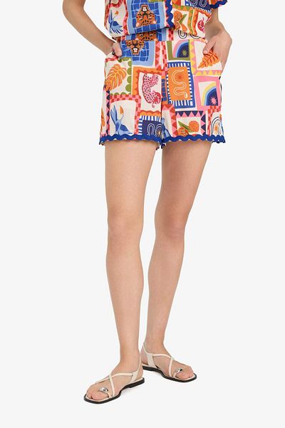 DeFacto Regular Fit Tropical Print Beach Shorts-Fall in Love F5497Ax25Hs