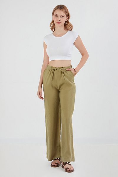 Fulla Moda Tie Waist Wide Leg Trousers