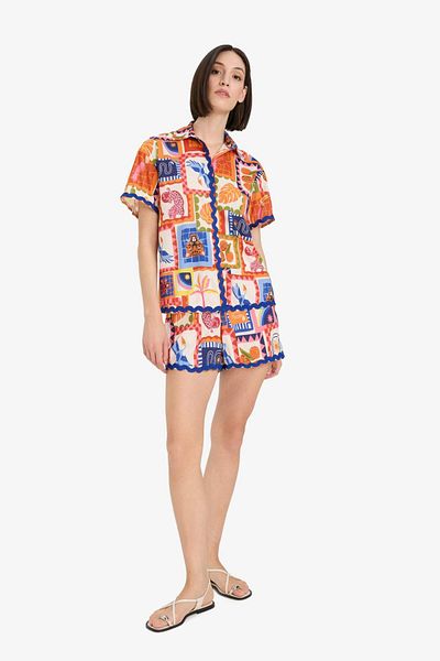 DeFacto Regular Fit Tropical Print Beach Shorts-Fall in Love F5497Ax25Hs