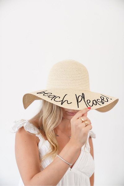 Niloshka Volt Beige Women's Straw Hat with Text Detail