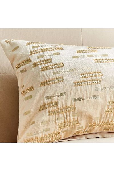Home Box Beaded Broken Stripe Velvet Filled Cushion – 30x50 cm