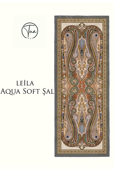 TUA İPEK Leila Aqua Soft Coton Shal - Ethnic Patterned