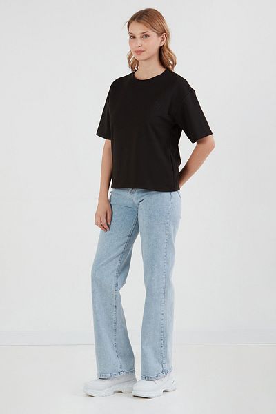 Fulla Moda R Letter Embroidered Oversize T-Shirt