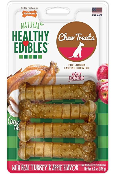 Nylabone مجموعة مأكولات صحية من الديك الرومي والتفاح، 4 قطع عادية