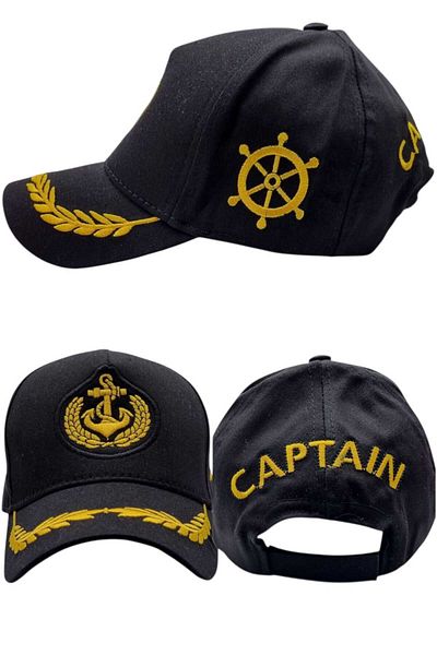 Mood Agenda Unisex Cotton Sailor Embroidered Captain Hat Embroidered Captain Hat