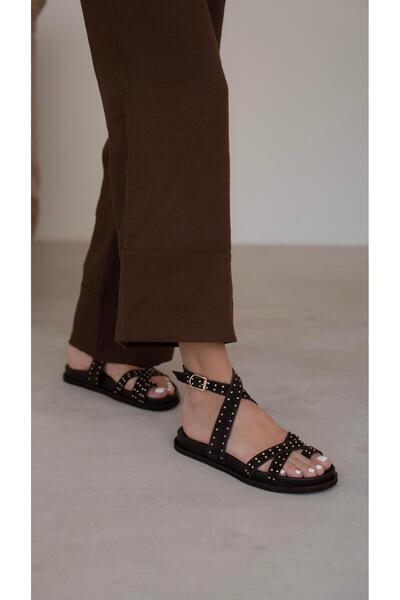 ECENİN BUTİĞİ Hernandez Kahve Süet Hakiki Deri Sandalet