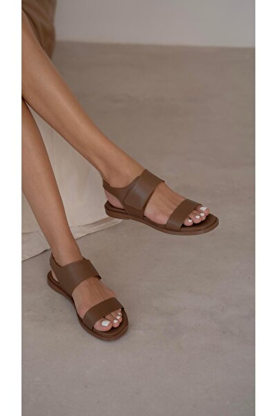 ECENİN BUTİĞİ Niklas Kahve Hakiki Deri Sandalet