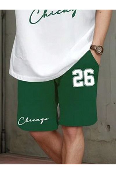 Kaptins Men's Short Sleeve T-Shirt-Shorts Set Printed Cotton Fabric Oversize Fit