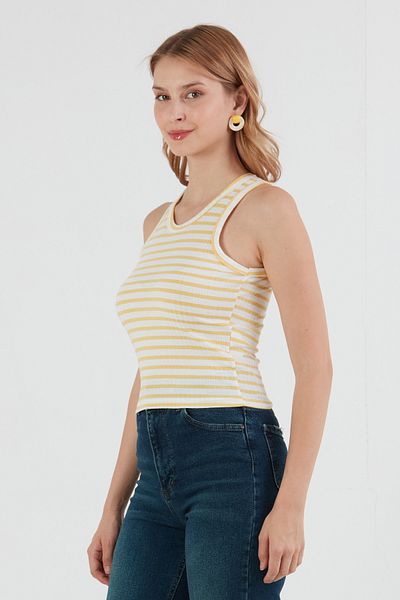 Fulla Moda Striped Halter Neckline Body