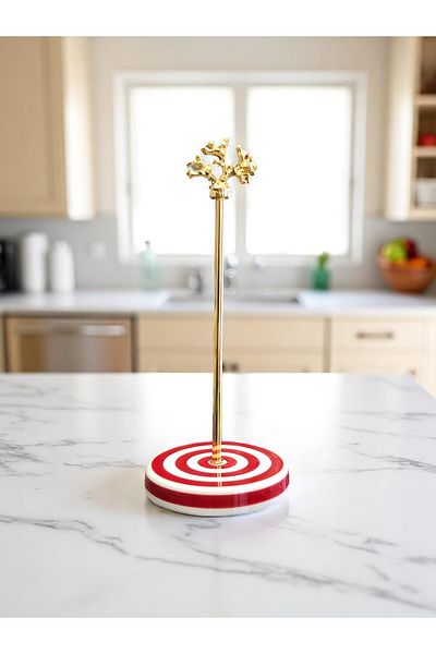 ferayhome Paper Towel Holder Roll Napkin Holder Kitchen Accessory Ceramic Red Classic Zebra Gold - Feray Home