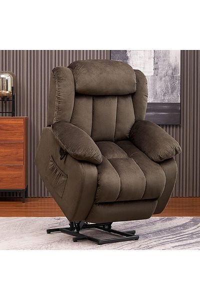 rexa Kingway Velvet Manual Recliner Chair Plush Single-Seater Lounge Chair - 96 x 112 x 100 cm