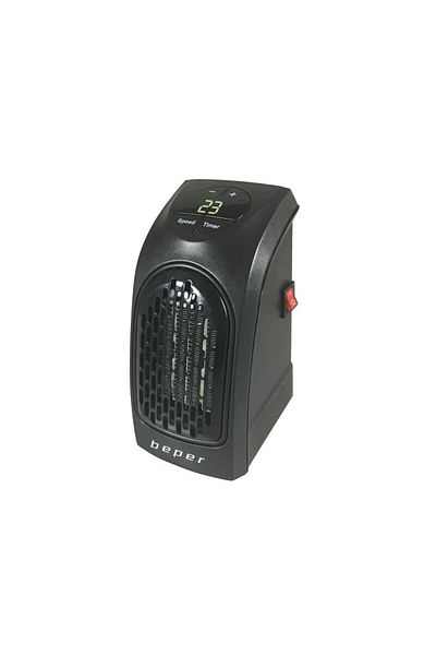 BLACK Mini încălzitor electric cu ventilator, 350W, temporizator de 12 ore, protecție la supraîncălzire, funcționare silențioasă