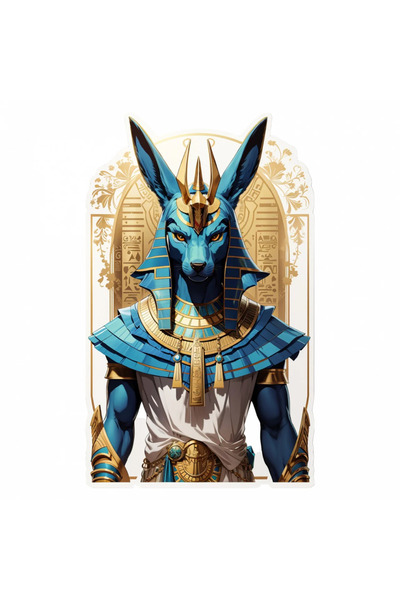 INOVATIX Set de 8 piese, autocolant bust zeu egiptean Anubis, INOVATIX®. 6 cm