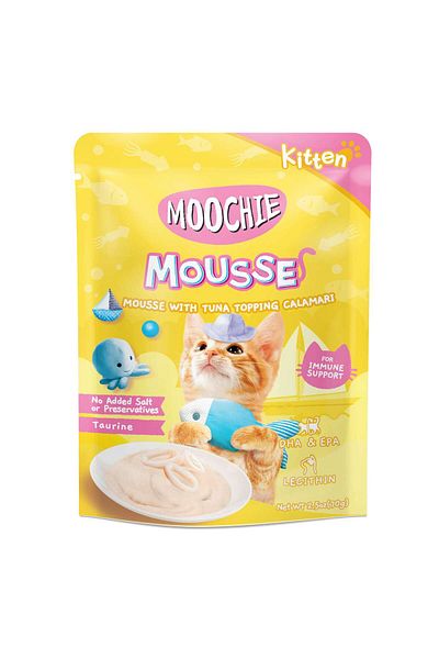 MOOCHIE Kitten Tuna With Topping Calamari 70g - pouch Pack of 12