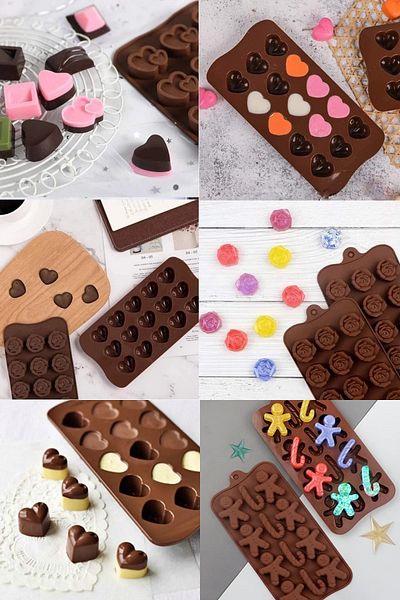 Tilbe Home 6-Piece Silicone Dubai Chocolate Mold Multi-Shape Mini Jelly Bean Shaped Ice Box Ice Cream Molds