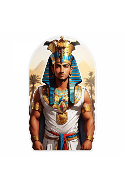 INOVATIX Set de 8 piese, autocolant zeul egiptean Amon cu cască, INOVATIX®. 6 cm