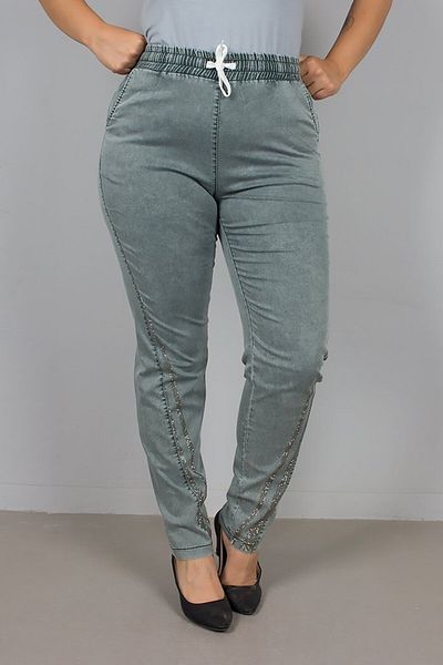 Truva XXL Large Size Washed Stone High Waist Jeans